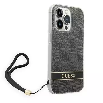 "Etui Guess GUOHCP14XH4STK iPhone 14 Pro Max 6,7\" Czarny/Schwarz Hardcase 4G Print Strap"