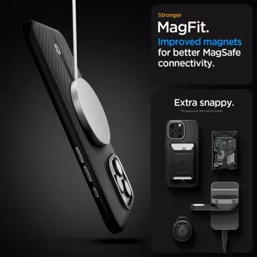 Etui Spigen Enzo Aramid Mag Magsafe für iPhone 16 Pro Max Schwarz/Silber