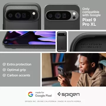 Etui Spigen Rugged Armor für Google Pixel 9 Pro XL Mattschwarz