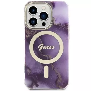 Etui für Telefon Guess GUHMP14XHTMRSU für Apple iPhone 14 Pro Max 6,7" purpurowy/purple hardcase Golden Marble MagSafe