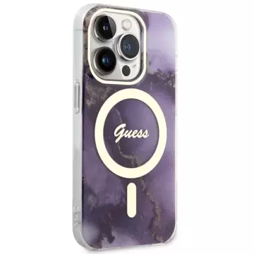 Etui für Telefon Guess GUHMP14XHTMRSU für Apple iPhone 14 Pro Max 6,7" purpurowy/purple hardcase Golden Marble MagSafe