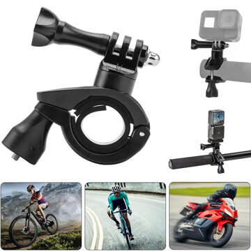 Fahrradhalterung für GoPro Hero 12 11 10 9 8 7 DJI Action SJ7 SJ6 Lenkerkamera Motorrad Fahrrad Alogy Schwenkbar Schwarz