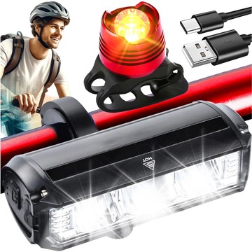 Fahrradlampe vorne hinten LED-Licht Fahrradbeleuchtung für Fahrrad vorne hinten Stark 900lm Alogy schwarz rot