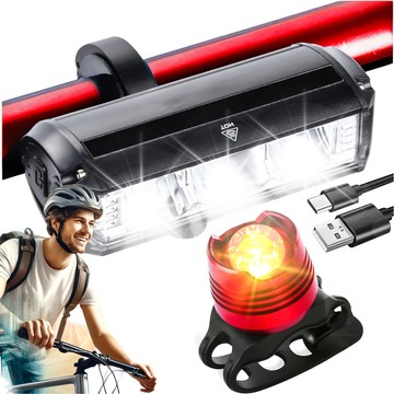 Fahrradlampe vorne hinten LED-Licht Fahrradbeleuchtung für Fahrrad vorne hinten Stark 900lm Alogy schwarz rot