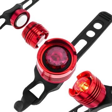 Fahrradrücklicht für das Heck des Fahrrads, LED-Beleuchtung, Rücklicht, rotes Aluminium, wasserdicht, IPX4, 50 lm, Alogy