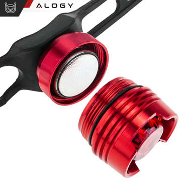 Fahrradrücklicht für das Heck des Fahrrads, LED-Beleuchtung, Rücklicht, rotes Aluminium, wasserdicht, IPX4, 50 lm, Alogy