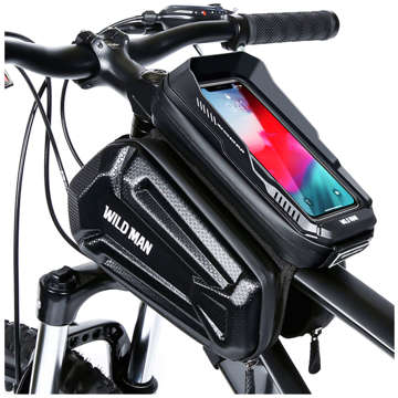 Fahrradtasche wasserdicht Wildman Bag XT6 Abnehmbare Hülle für Telefon 6,8 Zoll Rahmen Fahrradtasche 1,2l schwarz