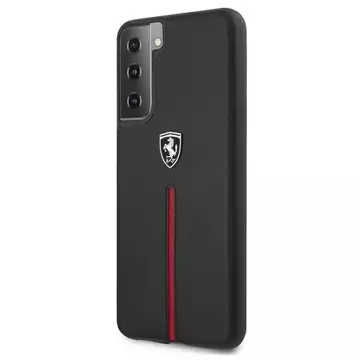 Ferrari Hardcase für Samsung Galaxy S21 Plus schwarz/schwarz Hardcase Off Track Leather Nylon Stripe