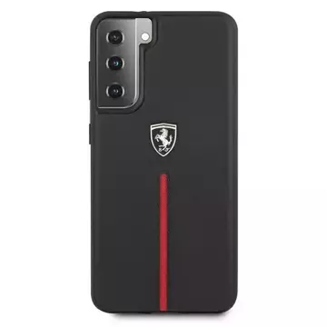 Ferrari Hardcase für Samsung Galaxy S21 Plus schwarz/schwarz Hardcase Off Track Leather Nylon Stripe