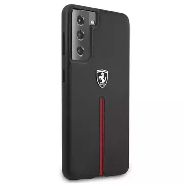 Ferrari Hardcase für Samsung Galaxy S21 Plus schwarz/schwarz Hardcase Off Track Leather Nylon Stripe