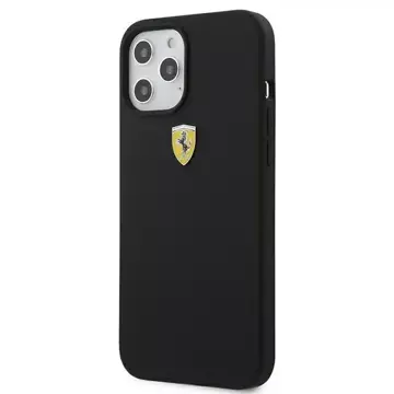 Ferrari iPhone 12 Pro Max 6.7" Hülle schwarz/schwarz Hardcase On Track Silicone