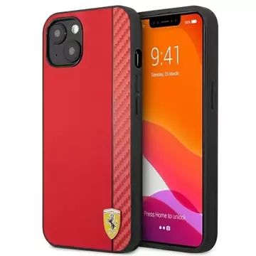 Ferrari iPhone 13 mini 5.4" Hülle rot/rot Hardcase On Track Carbon Stripe