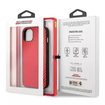 Ferrari iPhone 13 mini 5.4" Hülle rot/rot Hardcase On Track Carbon Stripe