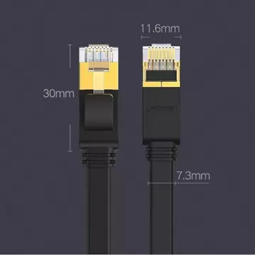 Flachkabel UGREEN Ethernet-Patchkabel RJ45 Cat 7 STP LAN 10 Gbit/s 10 m schwarz (NW106 11265)