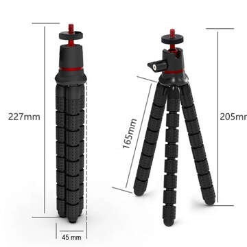 Flexibles Mini-Stativ für Fotos, flexibles 1/4-Zoll-Kamerastativ Octopus Stativ schwarz