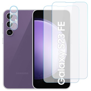 Gehärtetes Glas für Samsung Galaxy S23 FE 2x Displayschutzfolie 1x Kameralinse Lens Pro 9H Alogy Glass Set