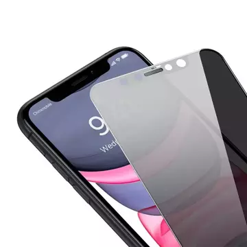 Gehärtetes Glas mit 0,3 mm Baseus Blickschutzfilter für iPhone 11/XR