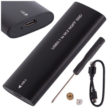 Gehäuse-Festplattenadapterschacht für SSD NGFF m.2 USB 3.1 USB-C Typ-C 2230-2280 mm Schwarz