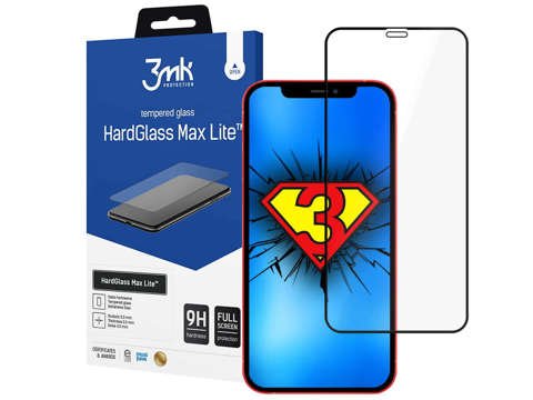 Glas für den Bildschirm 3mk HardGlass Max Lite für Apple iPhone 12 Mini Schwarz