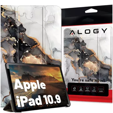 Glashülle für Apple iPad 10.9 Gen 10 2022 Tablet-Abdeckung Alogy Book Case Cloudy Marble Marmor