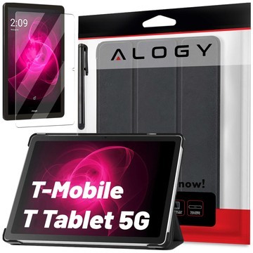 Glashülle für T-Mobile T Tablet 5G 10,36 Zoll Tablet-Hülle Alogy Book Cover Case Schwarz Stylus Free