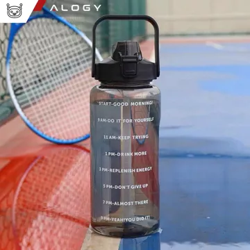 Große Glasflasche Wasserflasche Trinkgetränke Alogy Motivational Messbecher 1l 1000ml Silikonhülle Olive