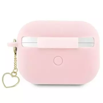 Guess GUAP2LSCHSP Kopfhörer-Schutzhülle für Apple AirPods Pro 2 Cover Pink/Pink Silicone Charm Heart Collection