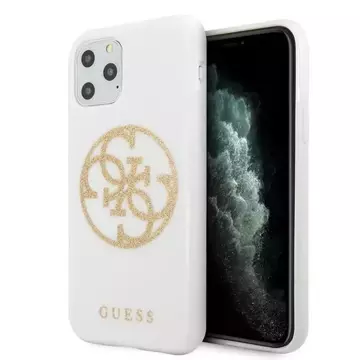 Guess GUHCN65TPUWHGLG iPhone 11 Pro Max biały/white Hard Case Glitter 4G Circle Logo