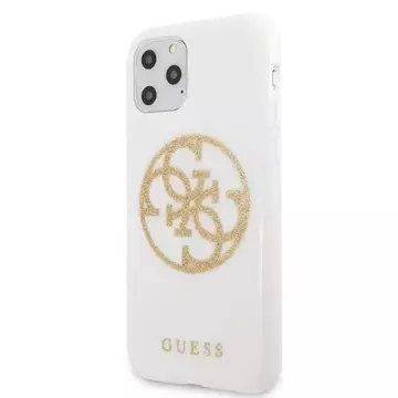 Guess GUHCN65TPUWHGLG iPhone 11 Pro Max biały/white Hard Case Glitter 4G Circle Logo