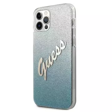 Guess GUHCP12MPCUGLSBL iPhone 12/12 Pro 6,1" niebieski/blaues Hardcase Glitter Gradient Script