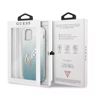 Guess GUHCP12MPCUGLSBL iPhone 12/12 Pro 6,1" niebieski/blaues Hardcase Glitter Gradient Script