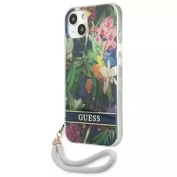 Guess GUHCP13MHFLSB iPhone 13 6,1" Niebieski/Blue Hardcase Flower Strap