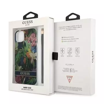 Guess GUHCP13MHFLSB iPhone 13 6,1" Niebieski/Blue Hardcase Flower Strap