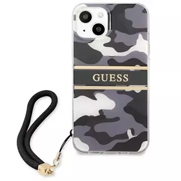 Guess GUHCP13MKCABBK iPhone 13 6,1" Czarny/Black Hardcase Camo Strap Collection