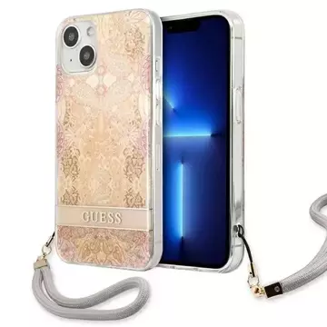 Guess GUHCP13SHFLSD iPhone 13 mini 5,4" złoty/gold Hardcase Flower Strap