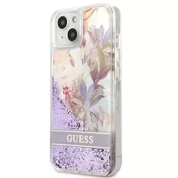 Guess GUHCP13SLFLSU iPhone 13 mini 5,4" fioletowy/lila Hardcase Flower Liquid Glitter