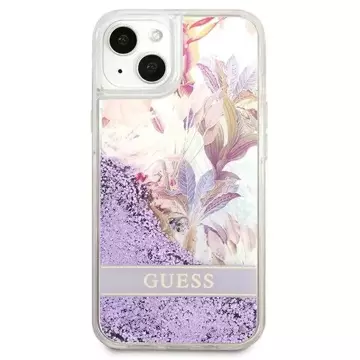 Guess GUHCP13SLFLSU iPhone 13 mini 5,4" fioletowy/lila Hardcase Flower Liquid Glitter