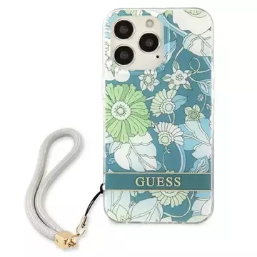 Guess GUHCP13XHFLSN iPhone 13 Pro Max 6,7" zielony/green Hardcase Flower Strap