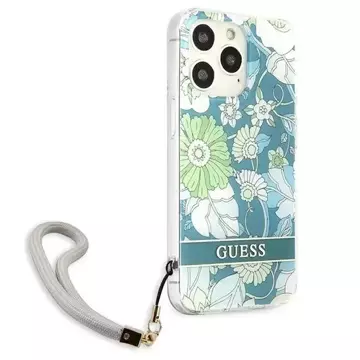 Guess GUHCP13XHFLSN iPhone 13 Pro Max 6,7" zielony/green Hardcase Flower Strap