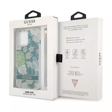 Guess GUHCP13XHFLSN iPhone 13 Pro Max 6,7" zielony/green Hardcase Flower Strap