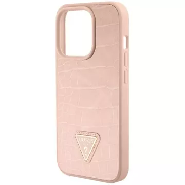 Guess GUHCP15XPCRTHCP Hülle für iPhone 15 Pro Max rosa/rosa Hardcase Croco Triangle Metal Logo