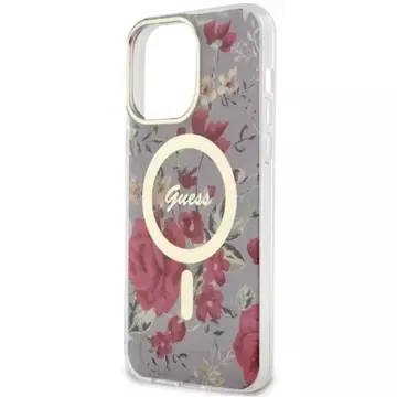 Guess GUHMP14XHCFWSA Handyhülle für Apple iPhone 14 Pro Max 6,7" grün/khaki Hardcase Flower MagSafe