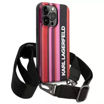 Handyhülle Karl Lagerfeld KLHCP14XSTSTP für Apple iPhone 14 Pro Max 6.7" Hardcase pink/pink Color Stripes Strap