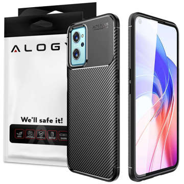 Hülle für Realme 9i Alogy Rugged Armor.TPU Carbon Black Glass Hülle