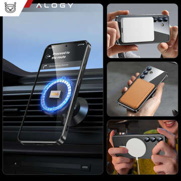 Hülle für Samsung Galaxy S24 Mag Safe Glamour Case Ringgehäuse Kameraschutz Alogy Schwarz Transparentes Glas