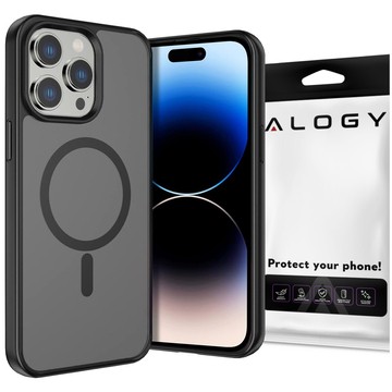 Hülle für iPhone 14 Pro Mag Safe Matt Case Cover matt Alogy Ring gepanzerte Handyhülle Schwarz