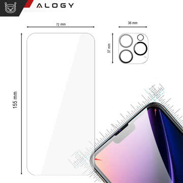 Hülle für iPhone 15 Pro Max Gehäuse Case 2x Bildschirmglas und 2x Linse gepanzert Alogy 360 Hybrid Set 5in1 schwarz und transparent