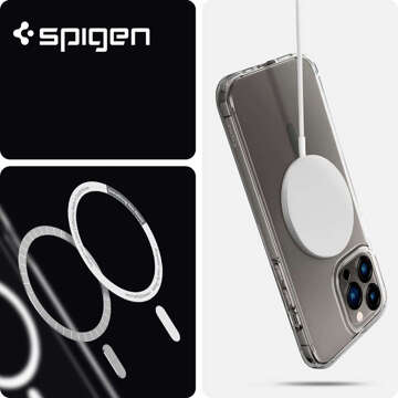 Hülle für iPhone 15 Pro Max Spigen Ultra Hybrid MagFit für MagSafe Schutzhülle aus weißem Glas