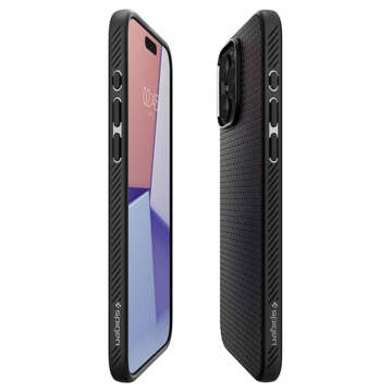 Hülle für iPhone 15 Pro Spigen Liquid Air Case, Gehäuse, schützende Rückseite, mattschwarzes Glas