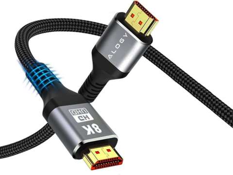 Kabel HDMI 2.1 Alogy 2m 8K PREMIUM ULTRA High Speed ​​60Hz 48GBps Czarny